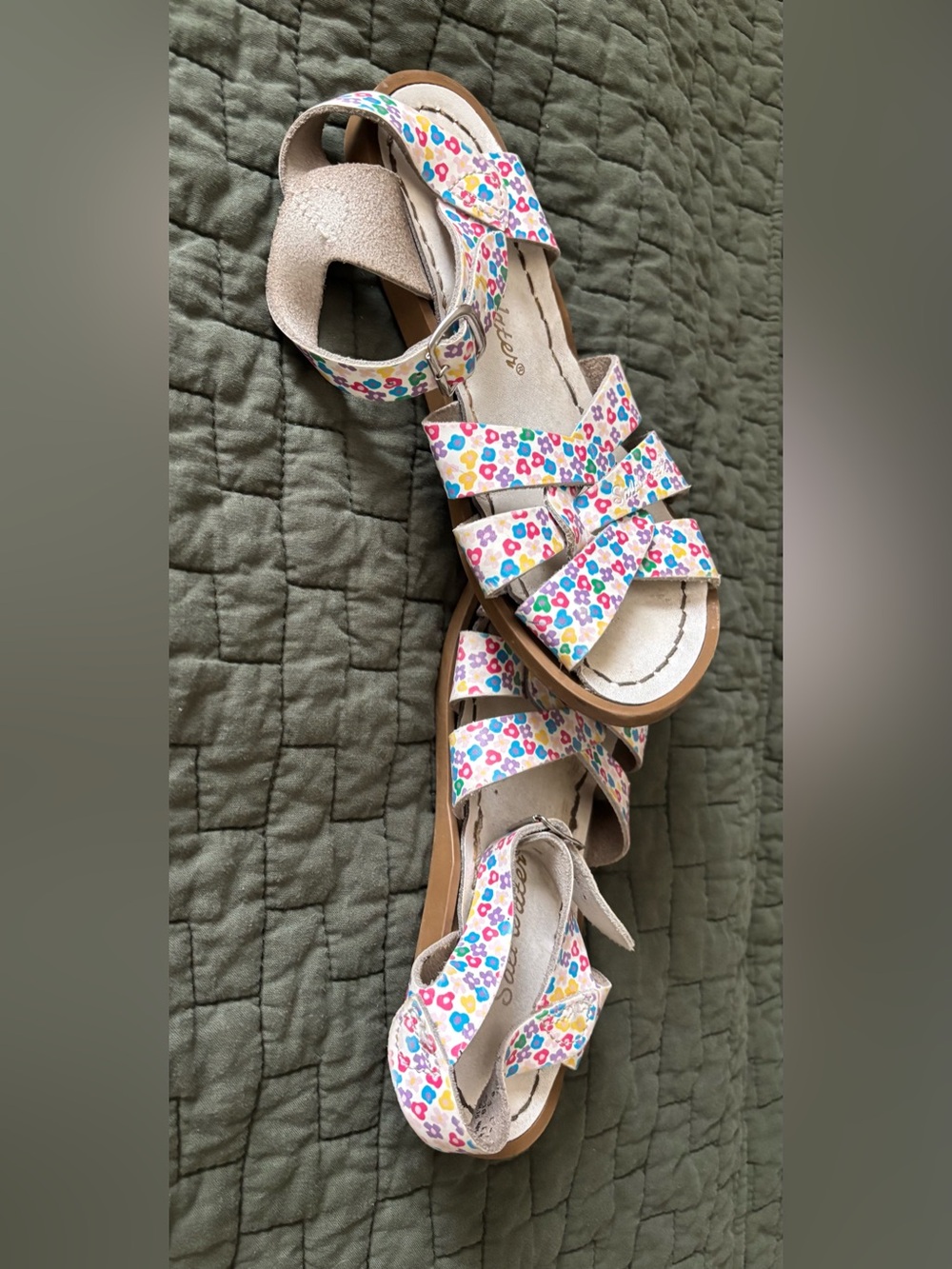 Salt Water Floral White Multi Strappy Kids Sandals